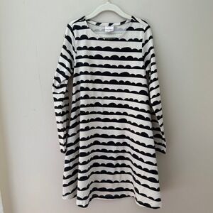 Hanna Andersson Girls Black‎ & White Stripe Cloud Long Sleeve Dress Size 6-7